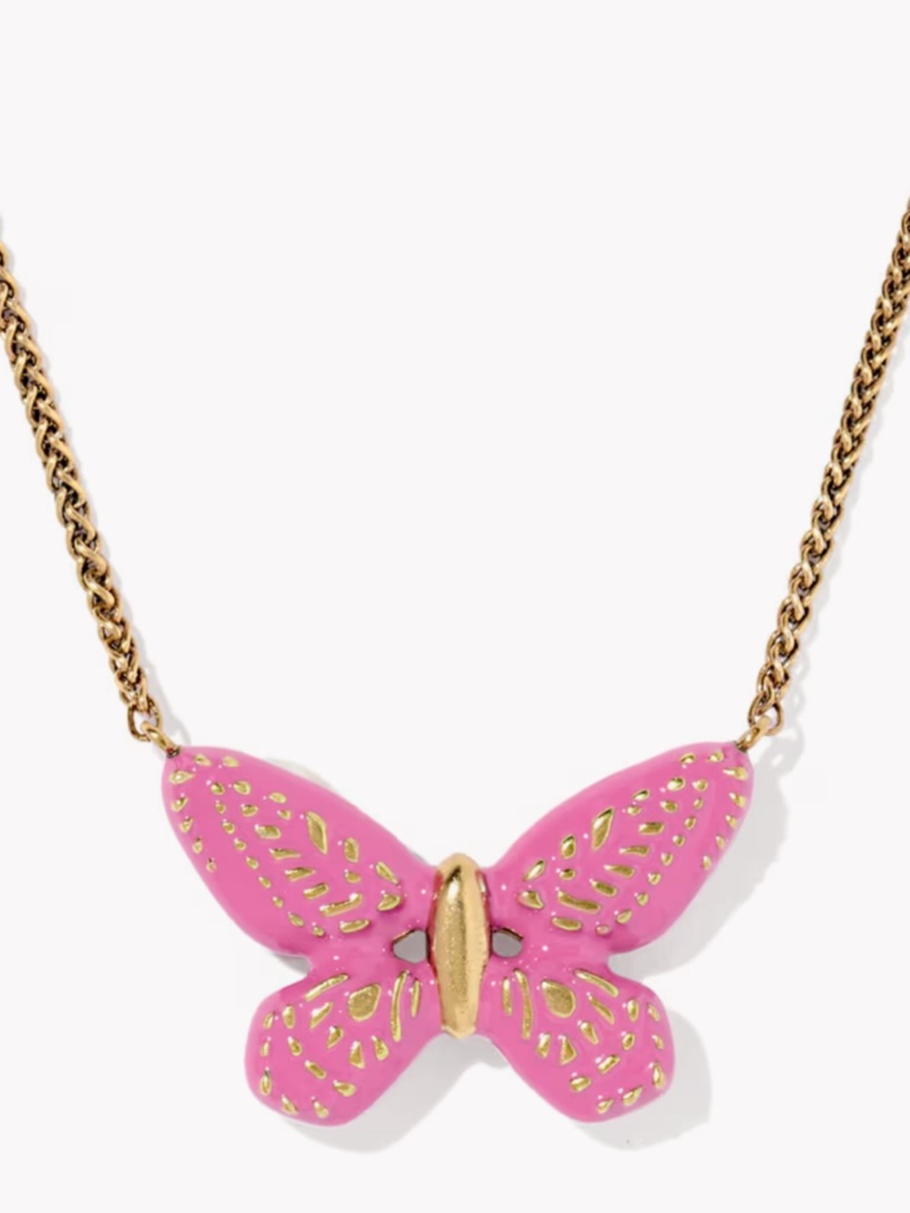 dolly parton x kendra scott enamel butterfly vintage gold pink mix necklace - Picture 2 of 4
